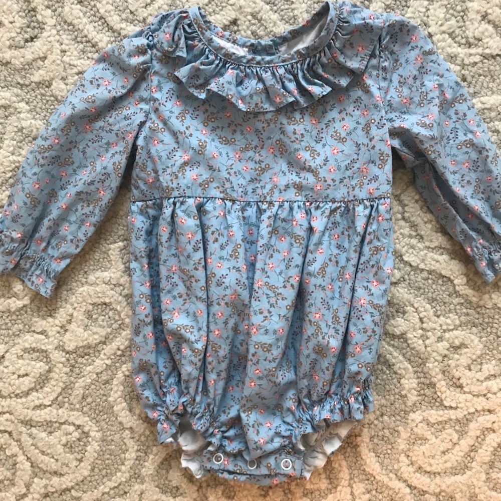 Smockingbird Blue Floral Bubble Size 9 months